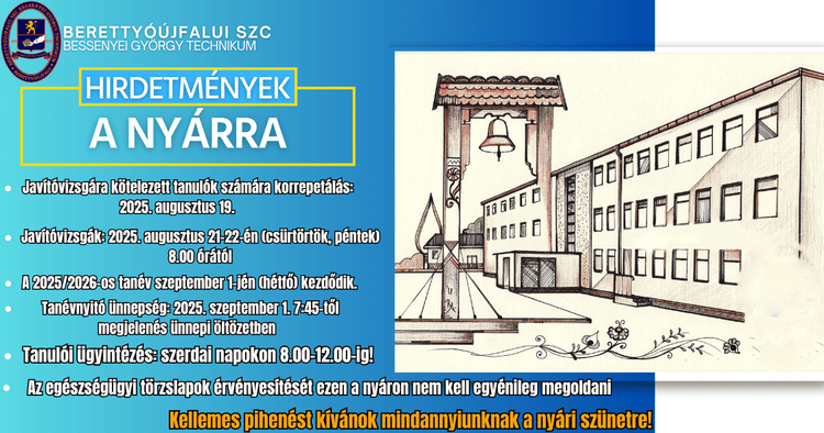 Hirdetmények a nyárra 2025